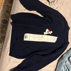 Aritzia Women's Navy Cable Knit Sweater